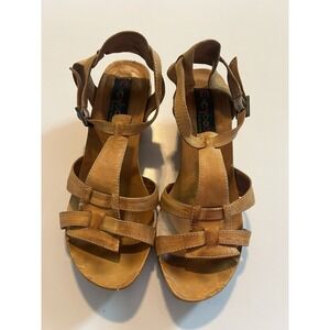 everybody by bz moda Womens Leather Sandals Sling back Natural Tan Size 38.5
